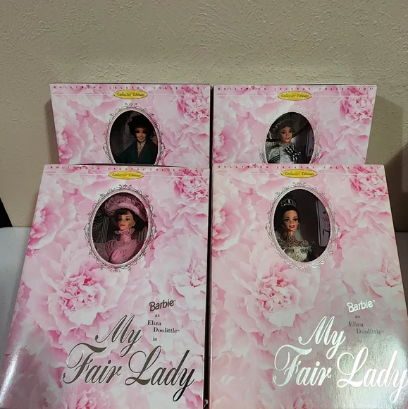 Barbie as Eliza Doolittle My Fair Lady Four (4) Doll Set With Background…